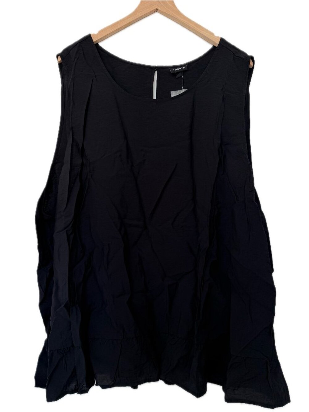 New Torrid Black Hammered Viscose Dropped Waist Tank - Size 5X